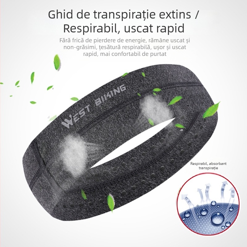 Bandă de cap sport - anti alunecare, absorbantă a transpirației, țesătură tricotată cationică - WEST BIKING OEM disponibil