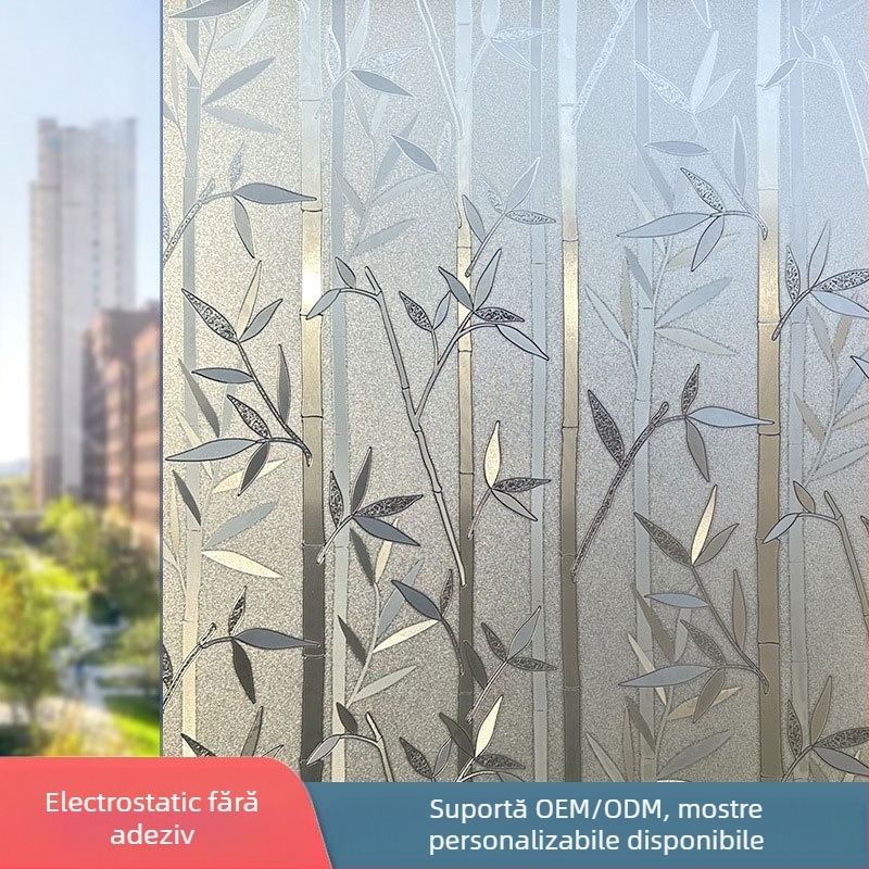 Film de intimitate pentru geamuri, electrostatic – transmite lumina, dar nu permite vederea, cu model geometric, pentru birou și sufragerie