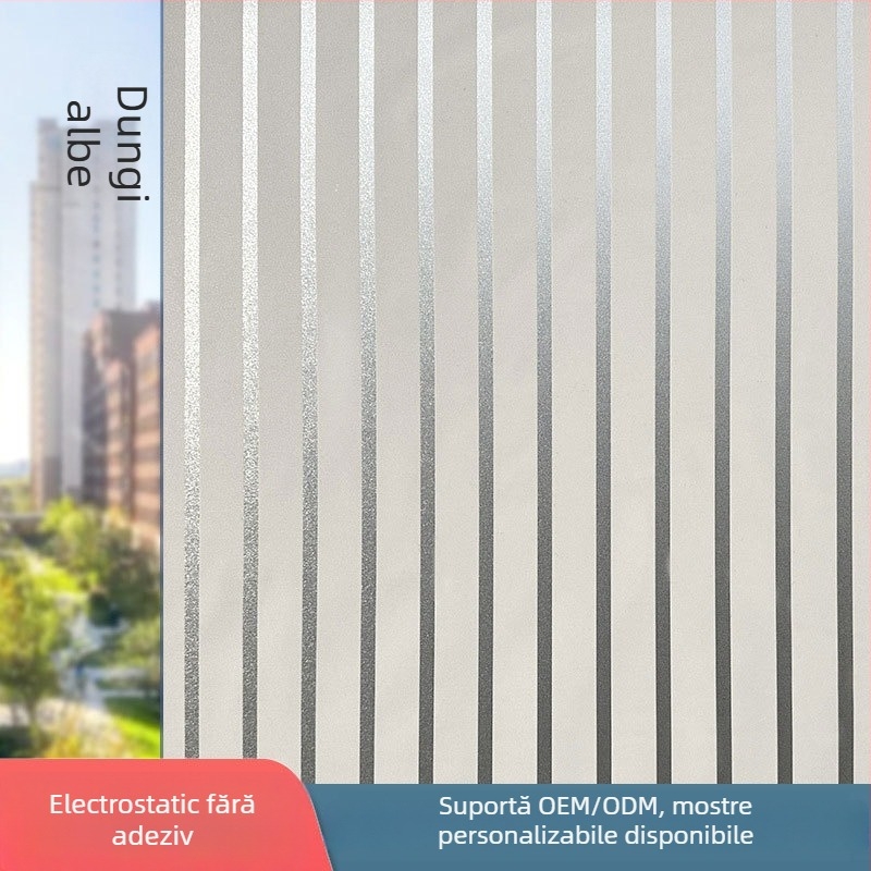 Film de intimitate pentru geamuri, electrostatic – transmite lumina, dar nu permite vederea, cu model geometric, pentru birou și sufragerie