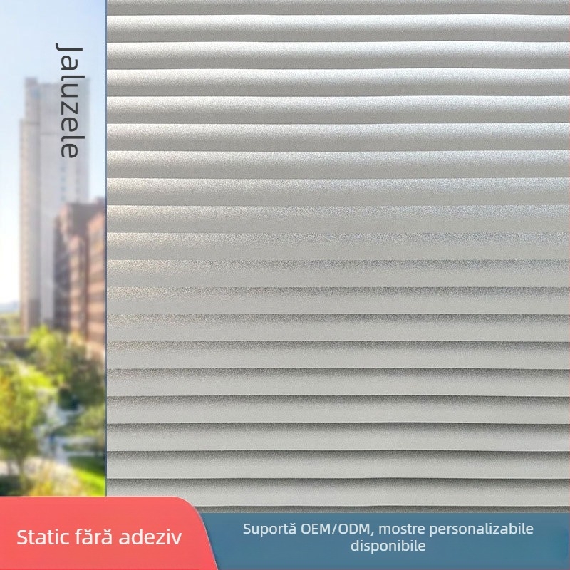 Film de intimitate pentru geamuri, electrostatic – transmite lumina, dar nu permite vederea, cu model geometric, pentru birou și sufragerie