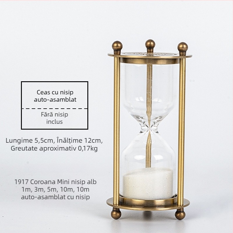 Clepsidră metalică din sticlă cu trei coloane – realizată manual, design retro, decor pentru sufragerie, sticlă borosilikat de înaltă calitate