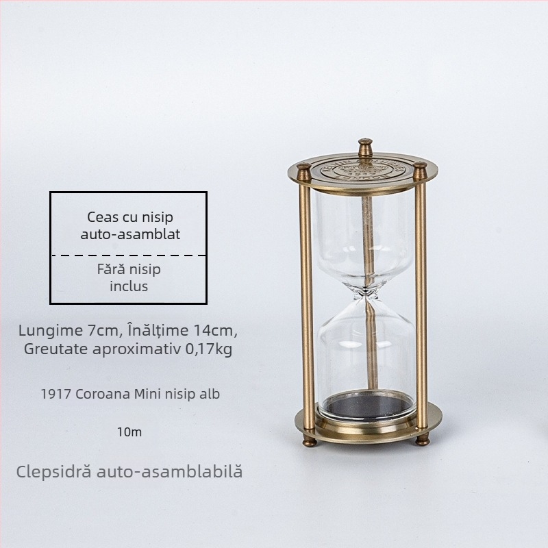 Clepsidră metalică din sticlă cu trei coloane – realizată manual, design retro, decor pentru sufragerie, sticlă borosilikat de înaltă calitate