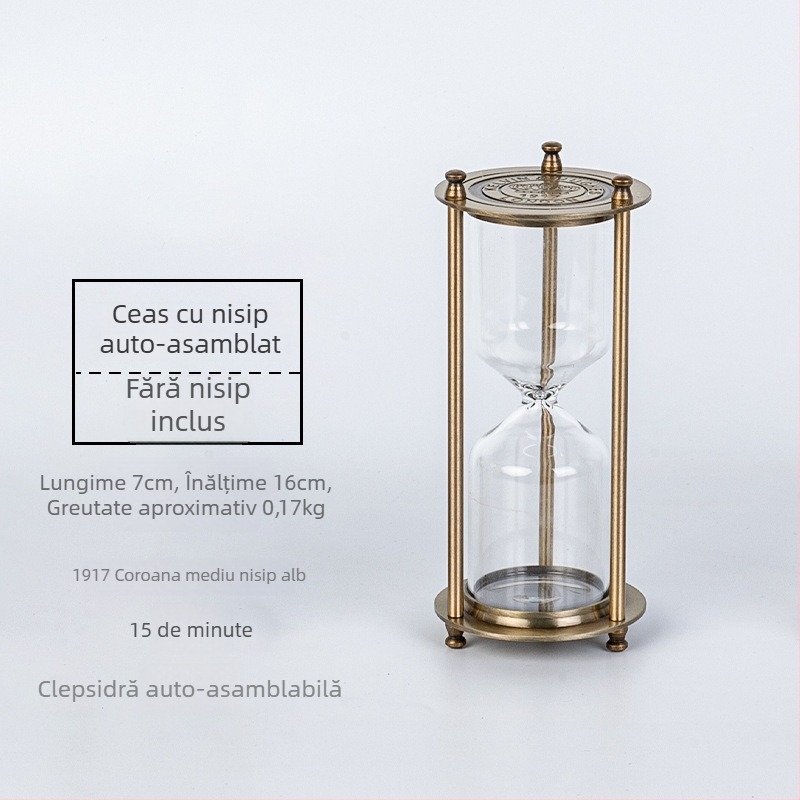 Clepsidră metalică din sticlă cu trei coloane – realizată manual, design retro, decor pentru sufragerie, sticlă borosilikat de înaltă calitate