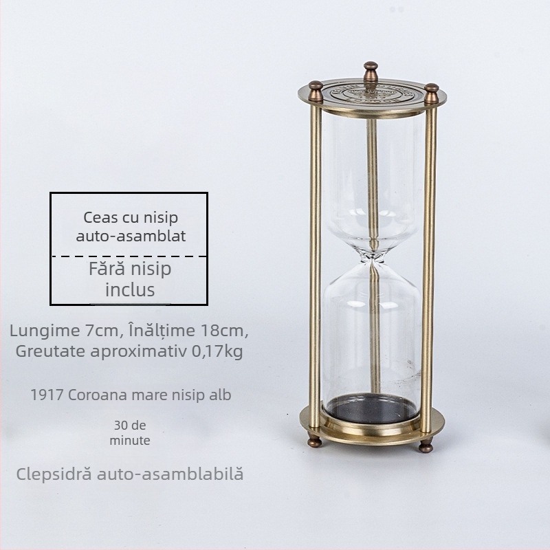 Clepsidră metalică din sticlă cu trei coloane – realizată manual, design retro, decor pentru sufragerie, sticlă borosilikat de înaltă calitate