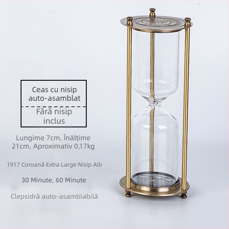 Clepsidră metalică din sticlă cu trei coloane – realizată manual, design retro, decor pentru sufragerie, sticlă borosilikat de înaltă calitate