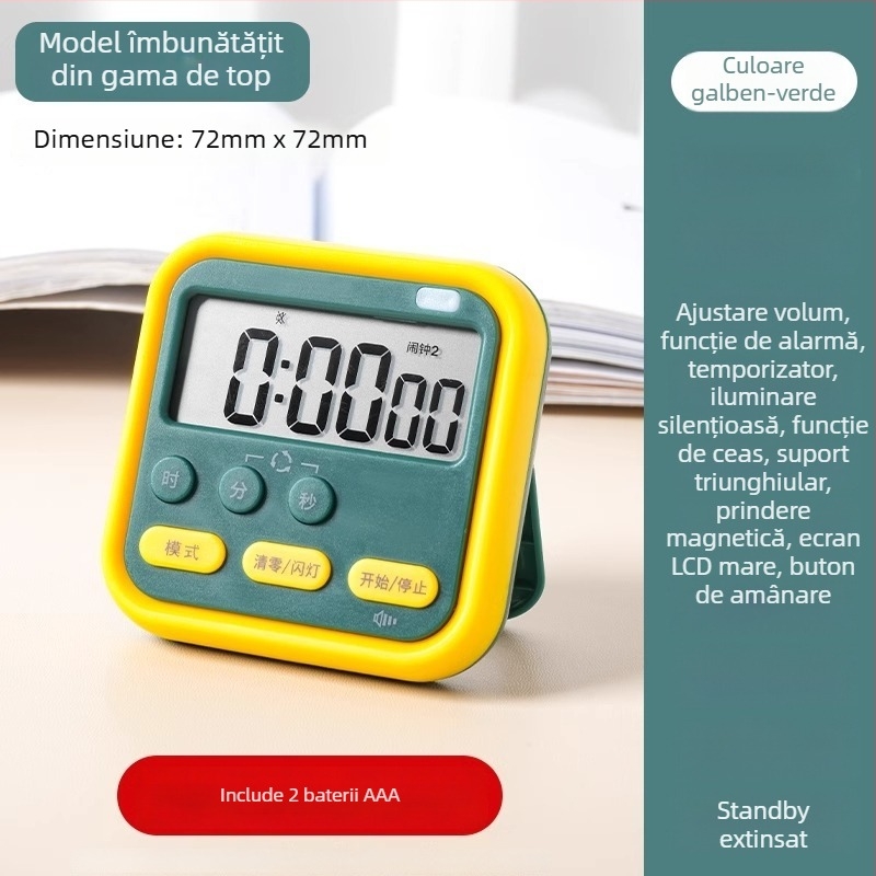 Cronometru pentru învățare și teme – cronometru electronic de bucătărie, afișaj LED, numărătoare inversă