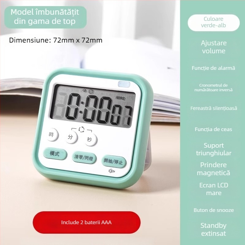 Cronometru pentru învățare și teme – cronometru electronic de bucătărie, afișaj LED, numărătoare inversă