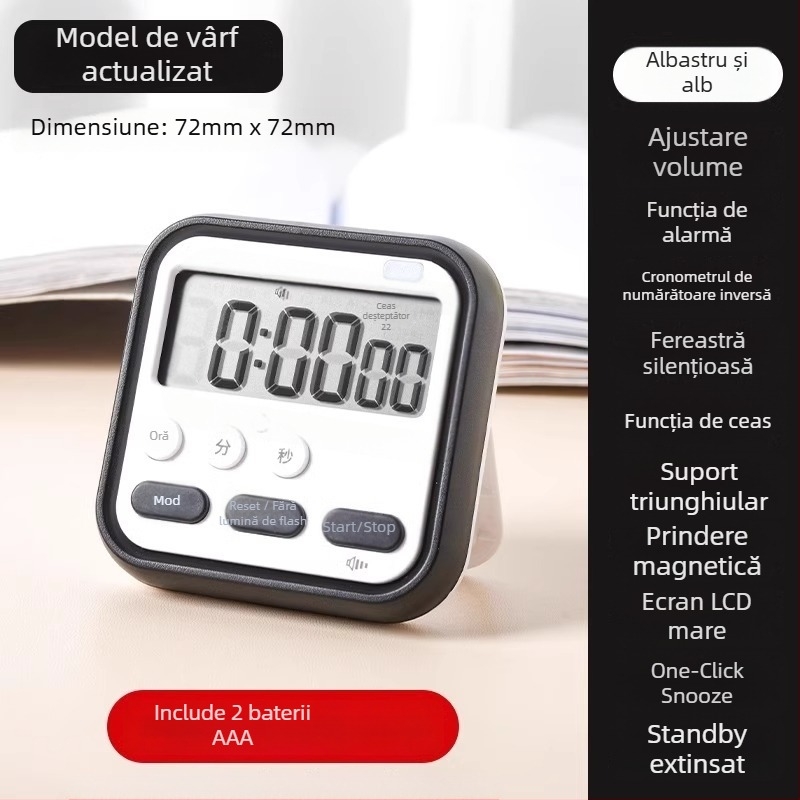 Cronometru pentru învățare și teme – cronometru electronic de bucătărie, afișaj LED, numărătoare inversă