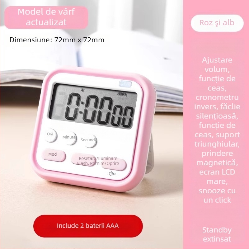Cronometru pentru învățare și teme – cronometru electronic de bucătărie, afișaj LED, numărătoare inversă