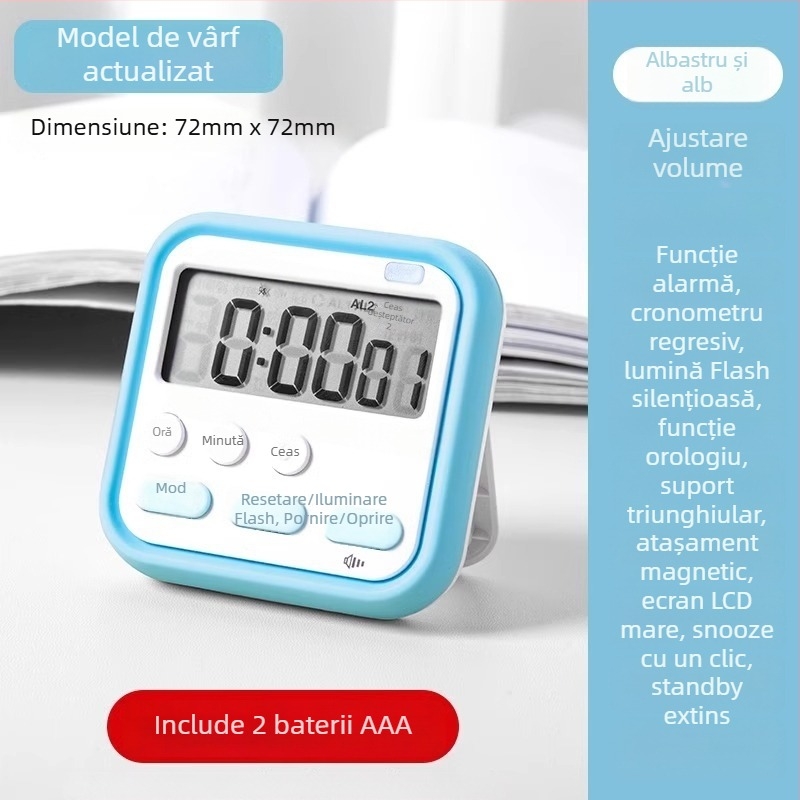 Cronometru pentru învățare și teme – cronometru electronic de bucătărie, afișaj LED, numărătoare inversă