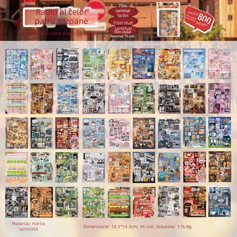 Stickere DIY pentru carduri cu stil de tăiere în hârtie coreean, decor de jurnal realizat manual, film mat de tip ecran, prelucrare OEM