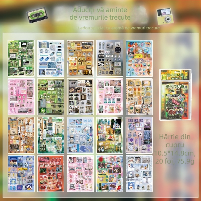 Stickere DIY pentru carduri cu stil de tăiere în hârtie coreean, decor de jurnal realizat manual, film mat de tip ecran, prelucrare OEM