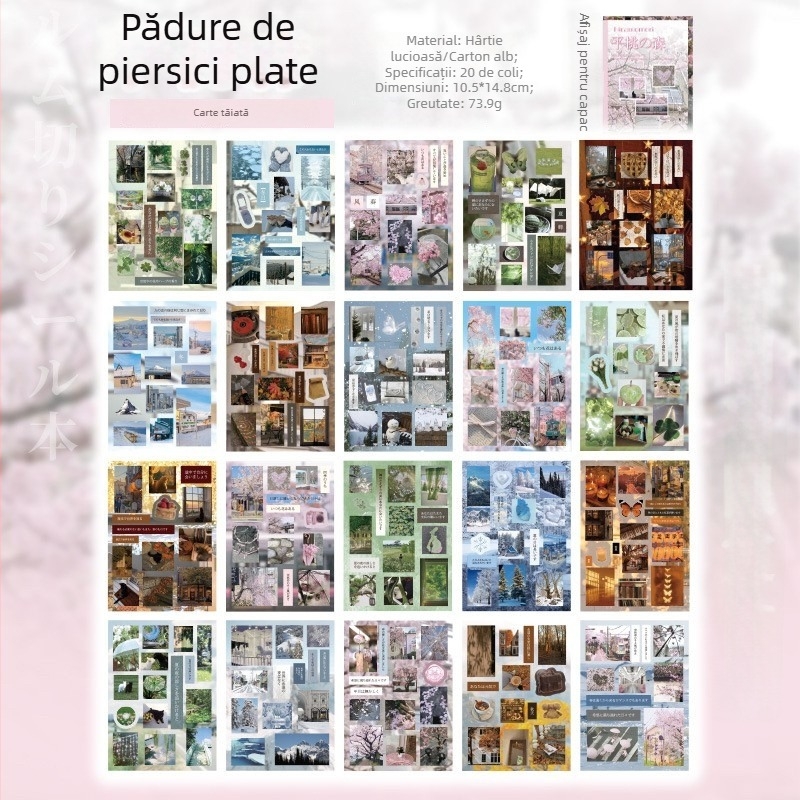 Stickere DIY pentru carduri cu stil de tăiere în hârtie coreean, decor de jurnal realizat manual, film mat de tip ecran, prelucrare OEM