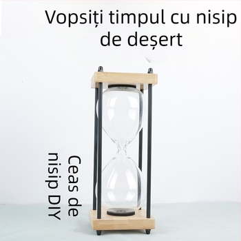 Clepsidră din sticlă cu nisip de umplere de către utilizator, gravură DIY pe lemn, ornament suspendat decorativ