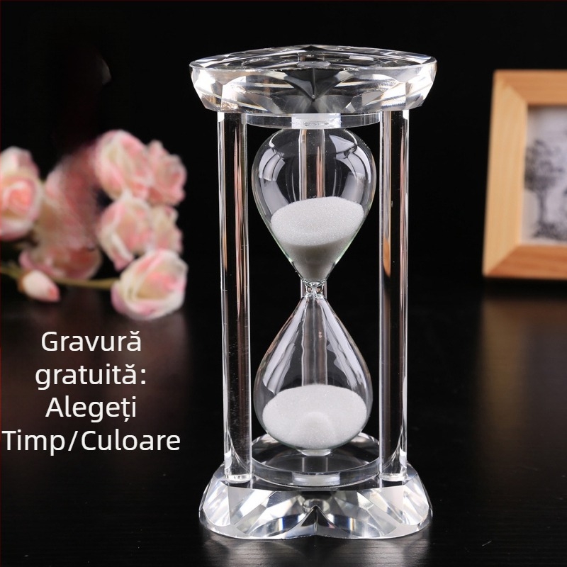 Clepsidră de cristal, timer de 15, 30, 45 și 60 de minute – ornament de birou, cadou de ziua de naștere