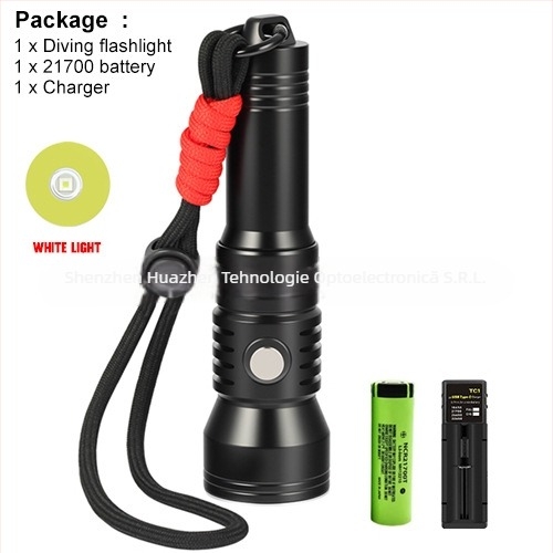 Lanternă subacvatică pentru scufundări — 2000 lumeni, întrerupător cu afișaj de putere, aliaj de aluminiu, Asafee