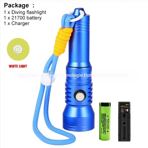 Lanternă subacvatică pentru scufundări — 2000 lumeni, întrerupător cu afișaj de putere, aliaj de aluminiu, Asafee