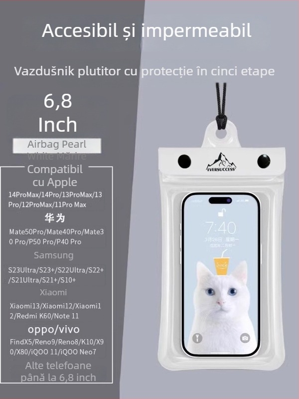 Sac impermeabil pentru sporturi acvatice, husă transparentă din PVC cu ecran tactil, sigilată pentru separare uscat-ud