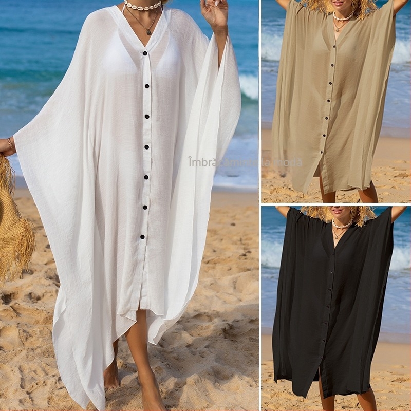 Cardigan lung de protecție solară pentru femei – 100% poliester, căptușeală poliester, 303 g, vârsta 18–30, respirabil, semi-transparent casual pentru fitness, ciclism, dans și înot