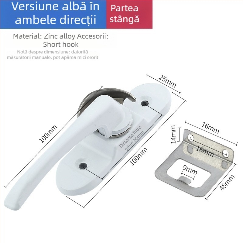 Lacăt pentru fereastră în formă de semilună - oțel inoxidabil, model YYSgz, brand Shouli, stil modern minimalist