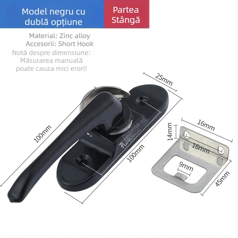 Lacăt pentru fereastră în formă de semilună - oțel inoxidabil, model YYSgz, brand Shouli, stil modern minimalist