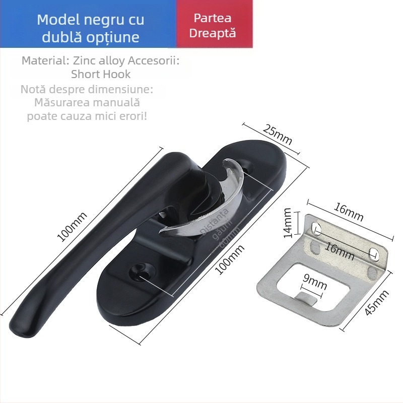 Lacăt pentru fereastră în formă de semilună - oțel inoxidabil, model YYSgz, brand Shouli, stil modern minimalist