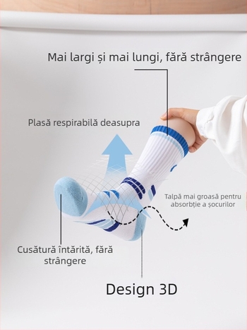 Șosete de baschet pentru bărbați, până la gambe, respirabile, talpă terry pentru antrenament (Brand: Yisilai; Material: Nylon)