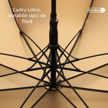 Umbrelă de golf cu mâner lung din lemn masiv, cadru cu 8 arce, protecție UV UPF 50+, logo personalizabil, deschidere și închidere manuală