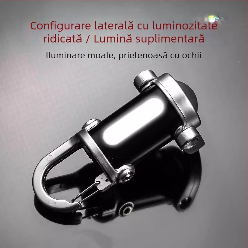 Lanternă impermeabilă portabilă cu breloc, corp din silicon, LED, reîncărcabilă, acționată prin presare manuală