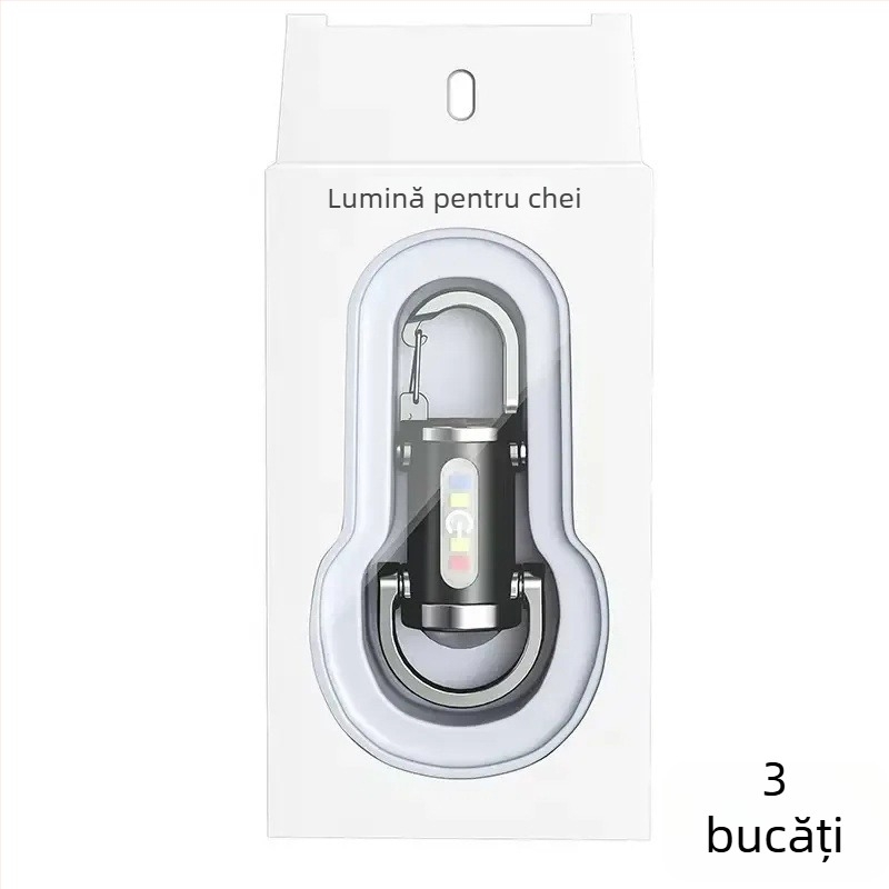 Lanternă impermeabilă portabilă cu breloc, corp din silicon, LED, reîncărcabilă, acționată prin presare manuală