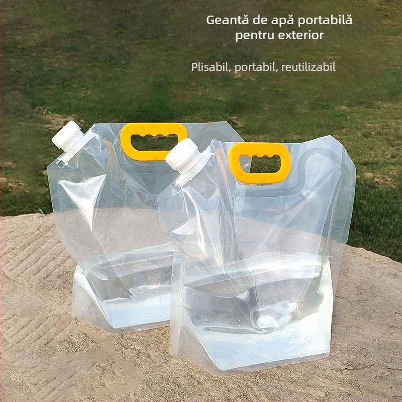 Sac de apă pliabil pentru exterior, din PE plastic, capacitate 2,5L/5L/10L, Origine Zhejiang