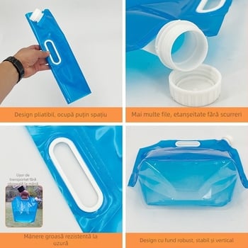 Meigale Sac de apă pliabil pentru camping în aer liber, portabil, capacitate mare, plastic PE, ambalaj personalizabil