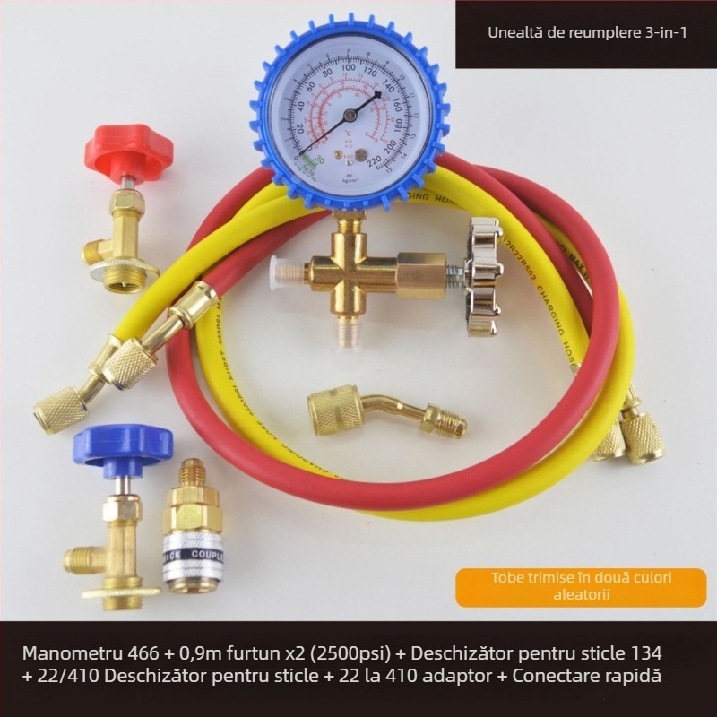 Set de manometre pentru refrigerant cu manometru diafragmă