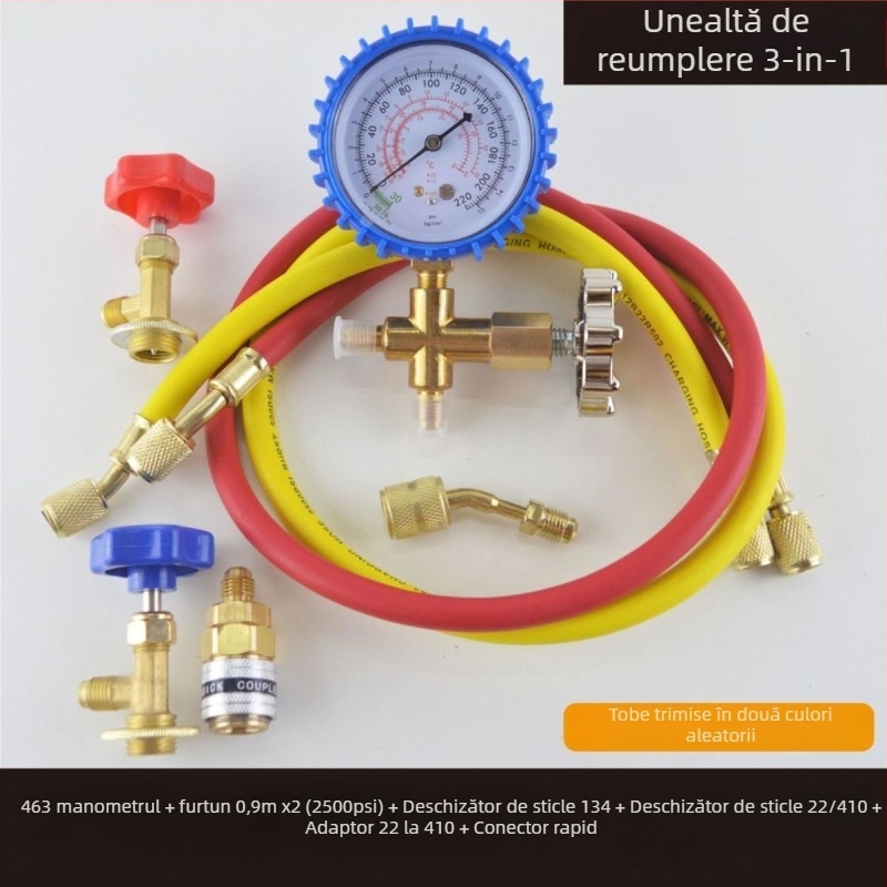 Set de manometre pentru refrigerant cu manometru diafragmă