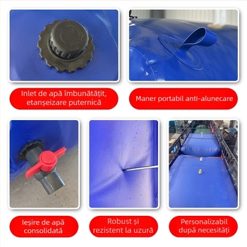 Balon flexibil de apă, rezistent la presiune și uzură; material PVC tip plasă; design pliabil; pentru irigații, transport cu vehicul și preîncărcare a podului