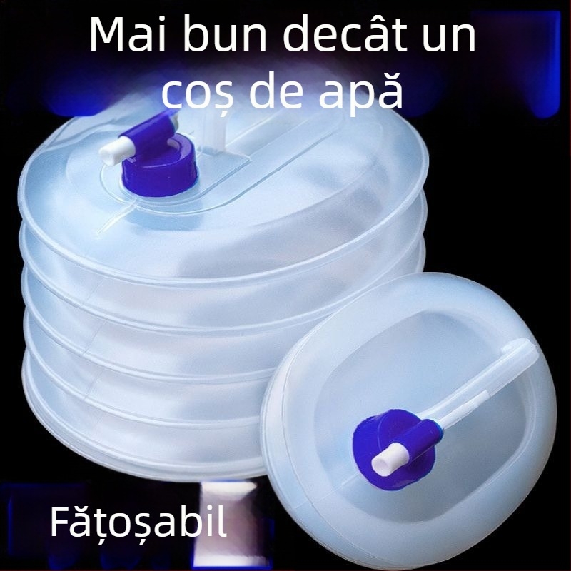 Sac de apă pliabil din PVC, de calitate alimentară, pentru exterior, portabil pentru camping, cu robinet telescopic și rafturi de depozitare multiple