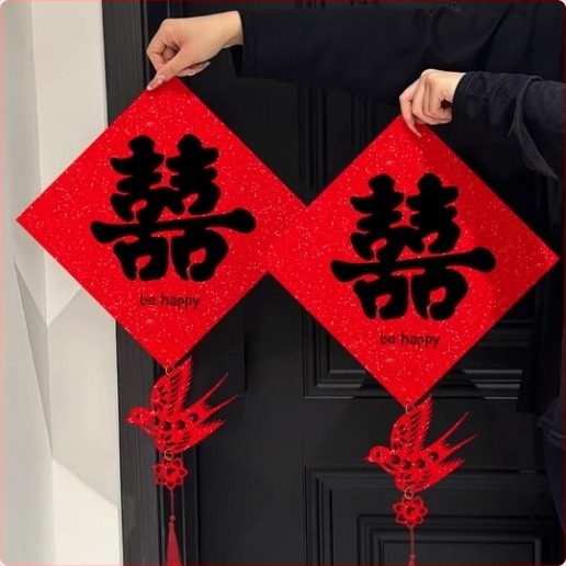 Set de pandantive pentru mânerele ușilor la nuntă – decor din fetru cu panglici