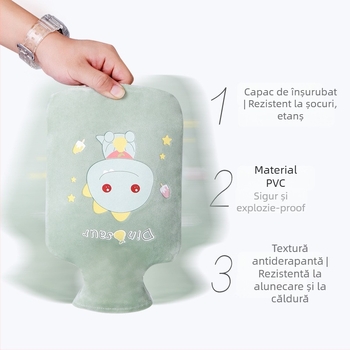 Jojoba sticlă de apă caldă cu husă din material textil moale, PVC cu densitate înaltă, 0,28 kg, încălzire prin umplere cu apă, pentru încălzirea mâinilor, picioarelor și a spatelui