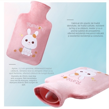 Jojoba sticlă de apă caldă cu husă din material textil moale, PVC cu densitate înaltă, 0,28 kg, încălzire prin umplere cu apă, pentru încălzirea mâinilor, picioarelor și a spatelui