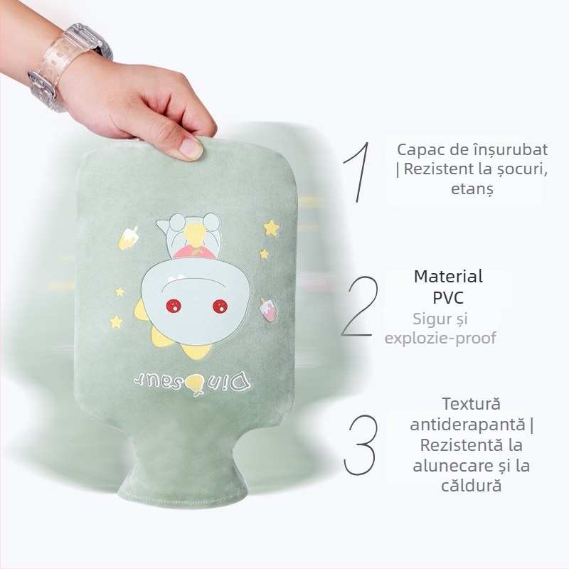 Jojoba sticlă de apă caldă cu husă din material textil moale, PVC cu densitate înaltă, 0,28 kg, încălzire prin umplere cu apă, pentru încălzirea mâinilor, picioarelor și a spatelui