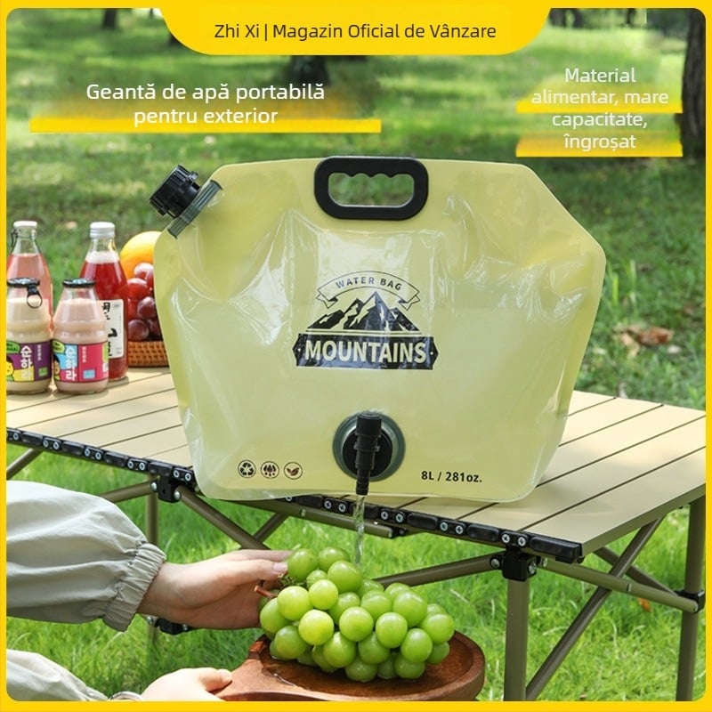 Sac de apă pliabil pentru exterior, portabil, cu capacitate mare, din PE plastic, pentru camping și concerte