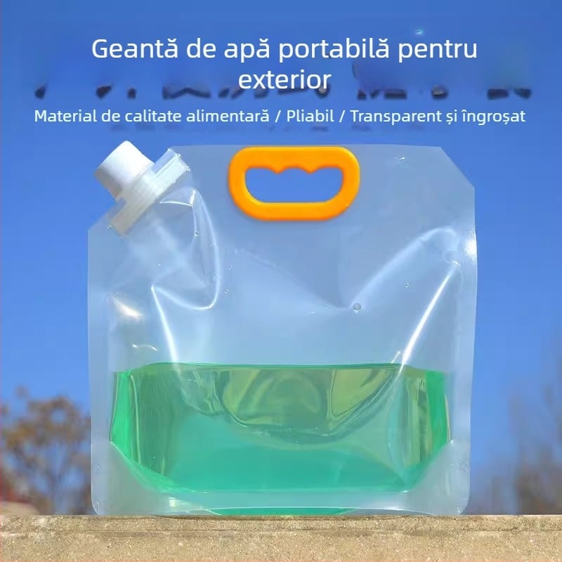Sac de apă pliabil pentru exterior, capacitate mare, PVC alimentar, pentru depozitarea apei în camping