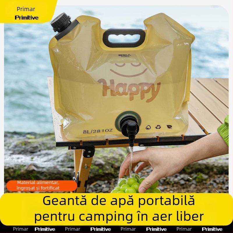 The Primitive Geantă de apă pliabilă – Stocare de apă portabilă pentru camping, Material PET/NY/PE în trei straturi, Capacitate mare, Lansare 2024