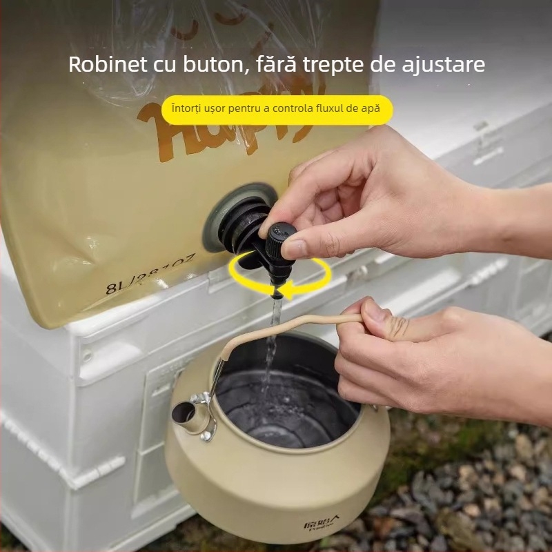 The Primitive Geantă de apă pliabilă – Stocare de apă portabilă pentru camping, Material PET/NY/PE în trei straturi, Capacitate mare, Lansare 2024