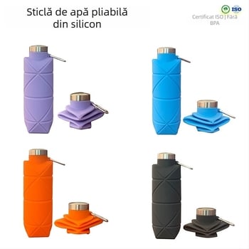 Sticlă de apă pliabilă din silicon — stil outdoor, disponibilă pentru etichetare privată