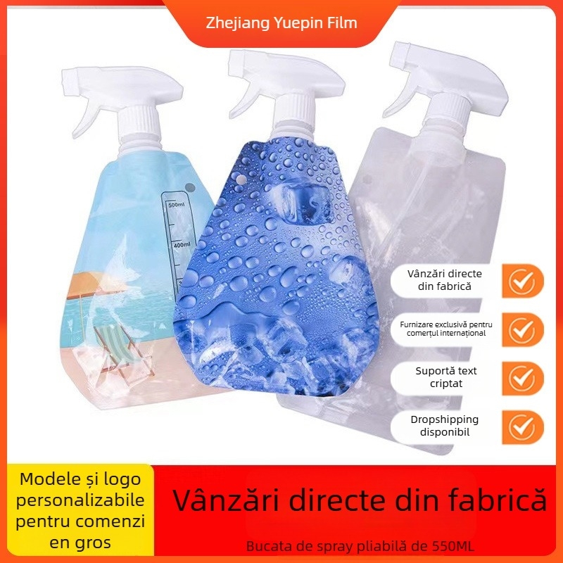 Geantă pliabilă pentru udare, portabilă, 500 ml, cu suport propriu, duză de pulverizare pentru plante