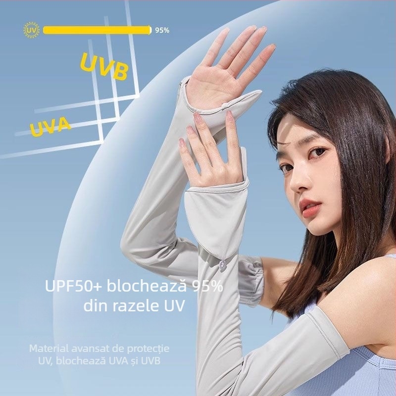 Manșete cu protecție UV din țesătură ice silk, amestec nylon și poliester, croială lejeră, pentru mersul în aer liber și condus