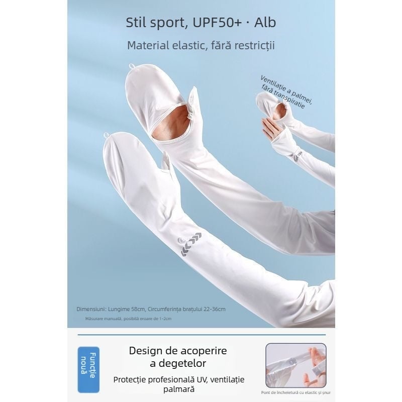 Manșete cu protecție UV din țesătură ice silk, amestec nylon și poliester, croială lejeră, pentru mersul în aer liber și condus