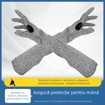Mănuși HPPE rezistente la tăiere, cu manșetă prelungită, antiaderente, rezistente la ulei, respirabile, rezistente la temperaturi înalte pentru prelucrarea sticlei și securitatea industrială.