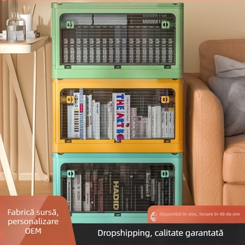 Dulap de depozitare pliabil, din plastic transparent, model 9001, stil lux ușor, pentru CD-uri, jucării și cărți